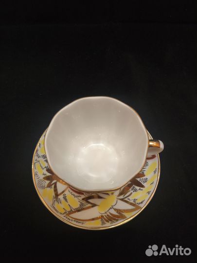 Чайная кофейная пара лфз Золотые ромашки