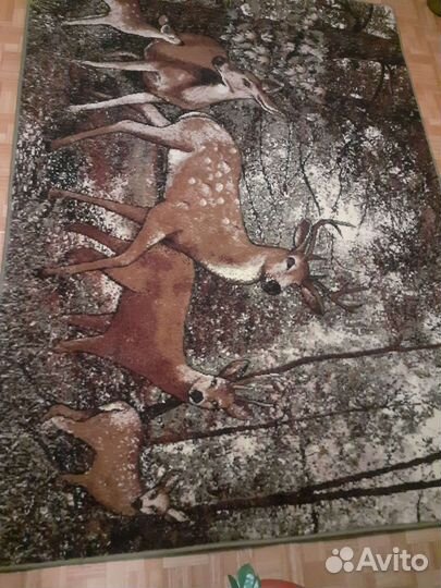 Ковер с оленями современный не шерсть