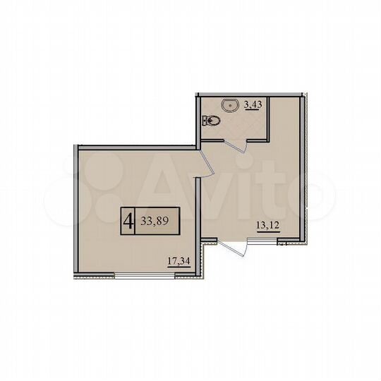 Свободного назначения, 33.89 м²