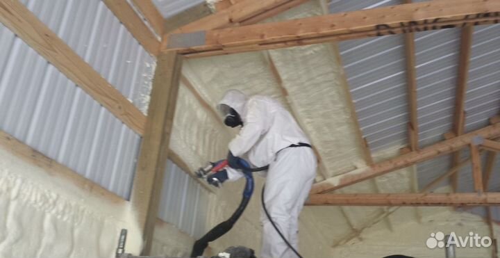 Утепление потолка шумо изоляция Эковата,Пенополиур
