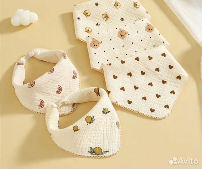 Слюнявчики нагрудники муслиновые наборы новые