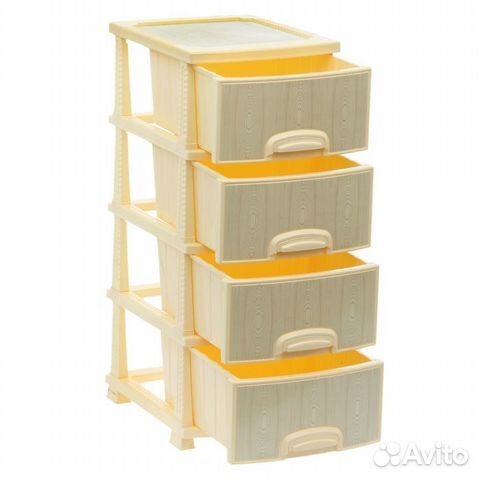 Комод 4 секции Белое дерево слоновая кость