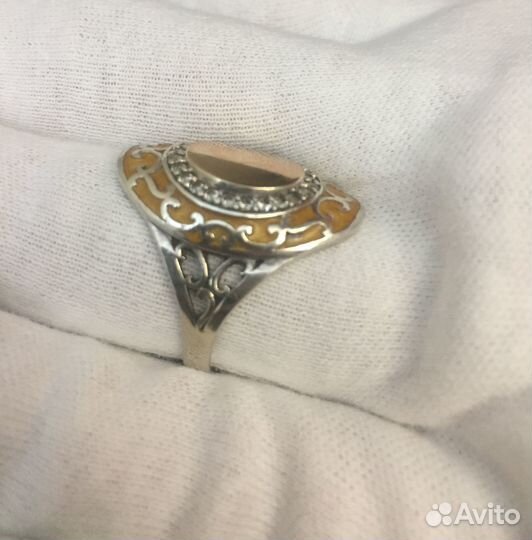 Кольцо серьги серебро 925пр. золото 375пр. фианиты