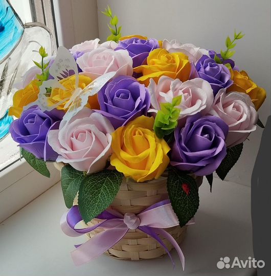 Розы Яркие Букеты из мыла