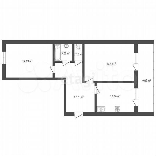 2-к. квартира, 67,7 м², 6/14 эт.