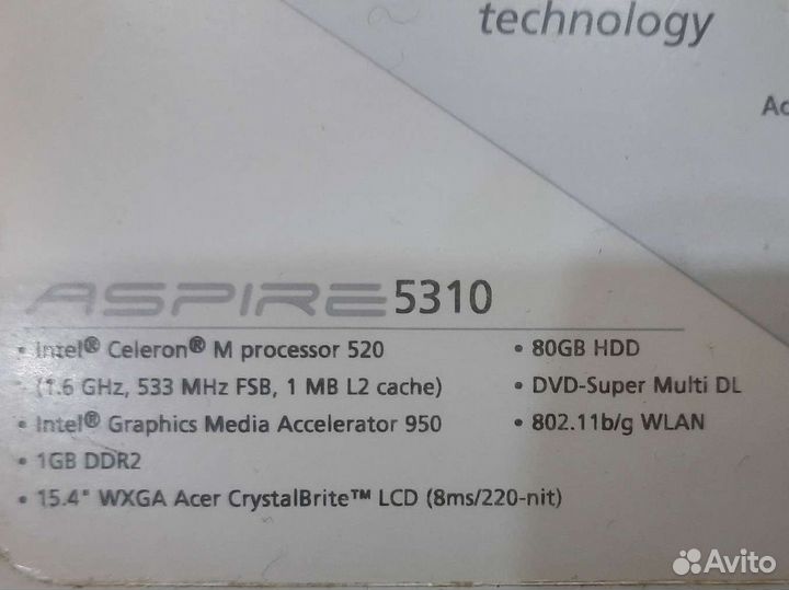 Ноутбук Acer aspire 5310