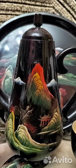 Чайные наборы,пиалы,чайники,кобальт Чехословакия