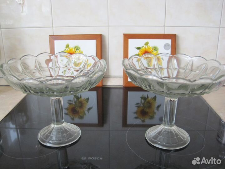 Ваза для фруктов стекло СССР 2 шт - комплектом