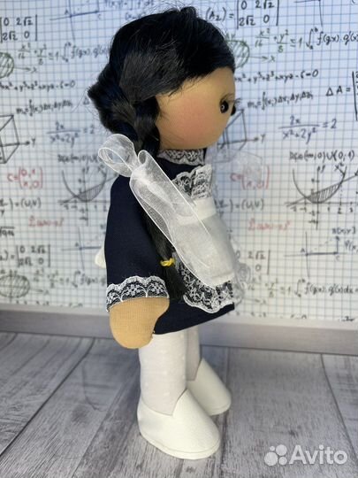 Текстильная интерьерная кукла школьница