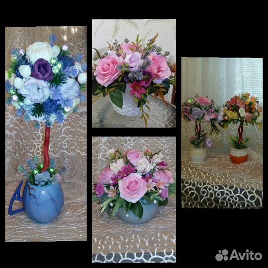 Топиарий цветочные композиции ручная работа подаро
