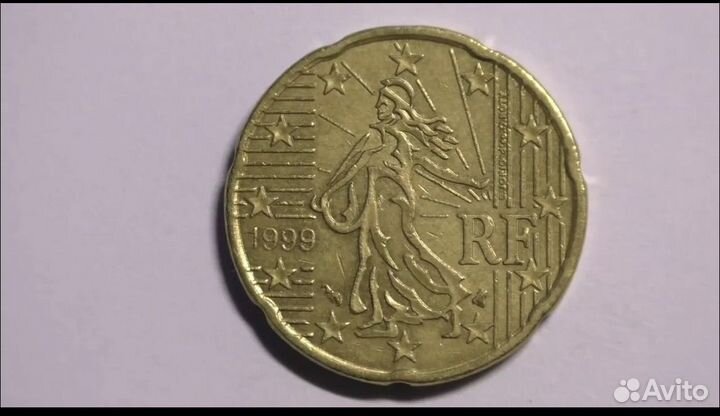 Монета 20 евро франция 1999 год