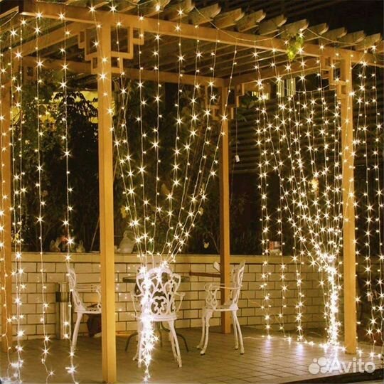 Гирлянда Занавес уличная 2х1.5 м, тёплый свет