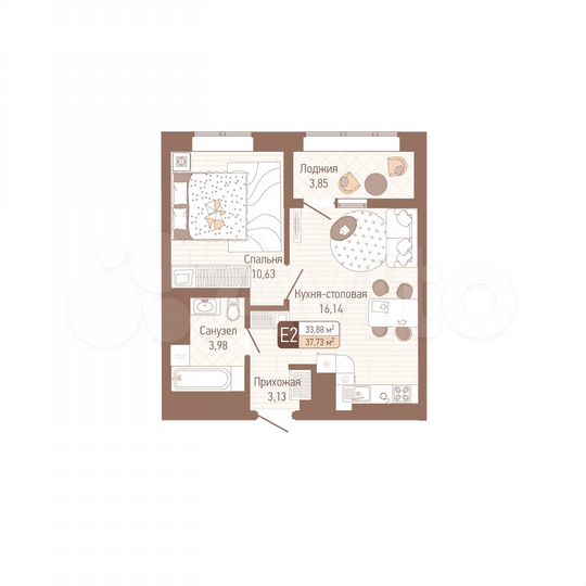 1-к. квартира, 37,7 м², 13/14 эт.