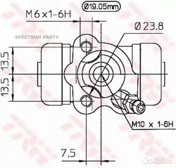 Цилиндр тормозной рабочий зад лев TRW BWD267