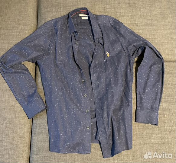 Рубашка uspa синяя мужская М