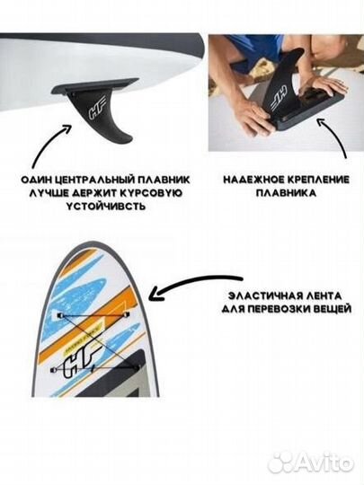 SUP-доска bestway white CAP 305x84x12см, до 120кг