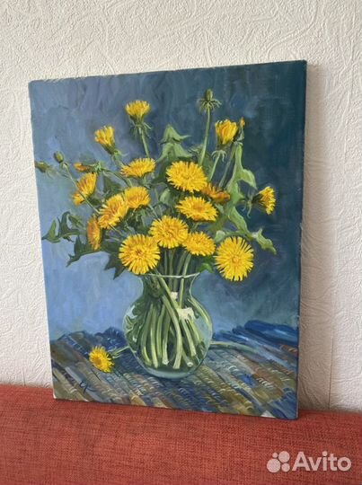 Картина маслом одуванчики