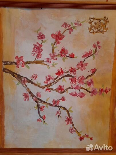 Картина Ветка сакуры, акварель, 64х53