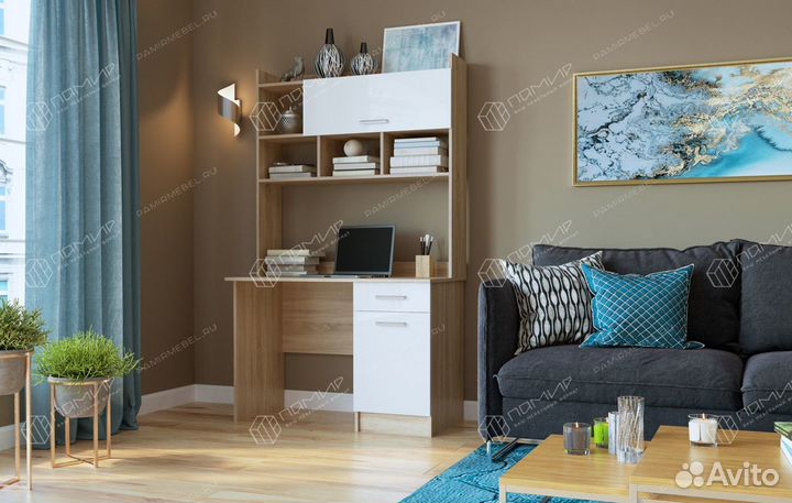 Пкс-2 Стол письменный Дуб сонома/Белый