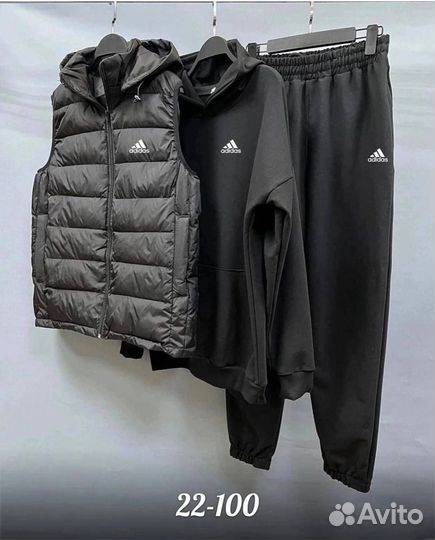 Черный мужской спортивный костюм adidas