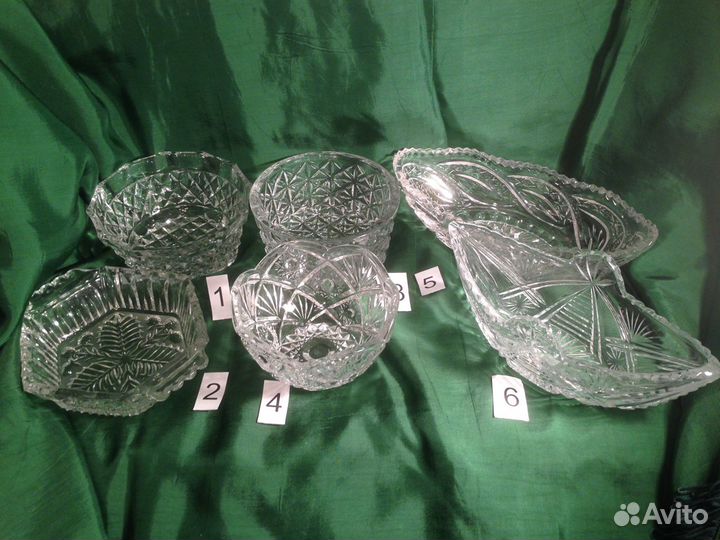 Хрусталь стекло вазы сухарница ладья рог
