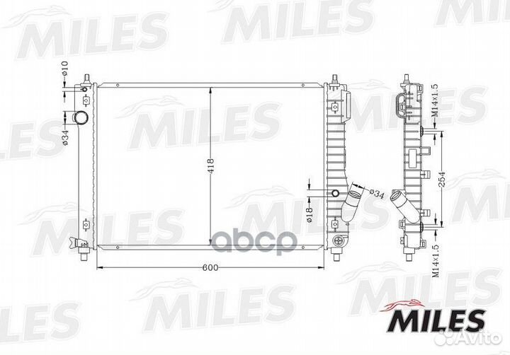 Радиатор (паяный) chevrolet aveo 1.2/1.4/1.6 09