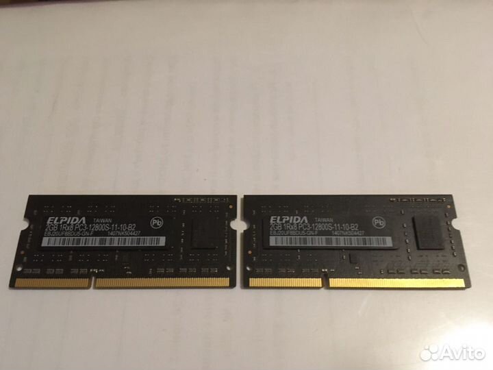 Оперативная память elpida 2x2Gb PC3-12800S-11-10-B