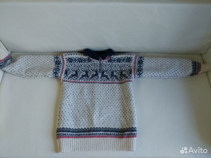 Свитер шерстяной с оленями на мальчика 11 л