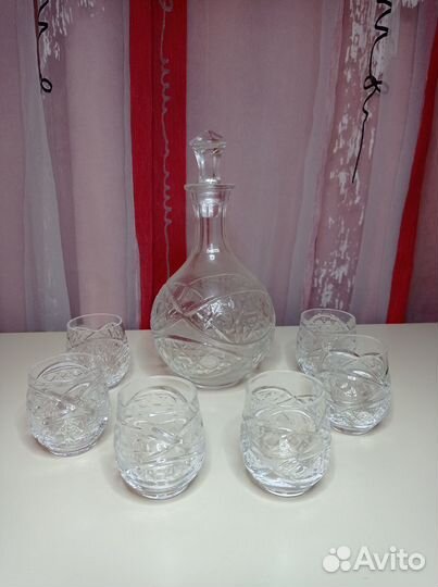 Графин и стопки (6 шт.) хрустальные СССР