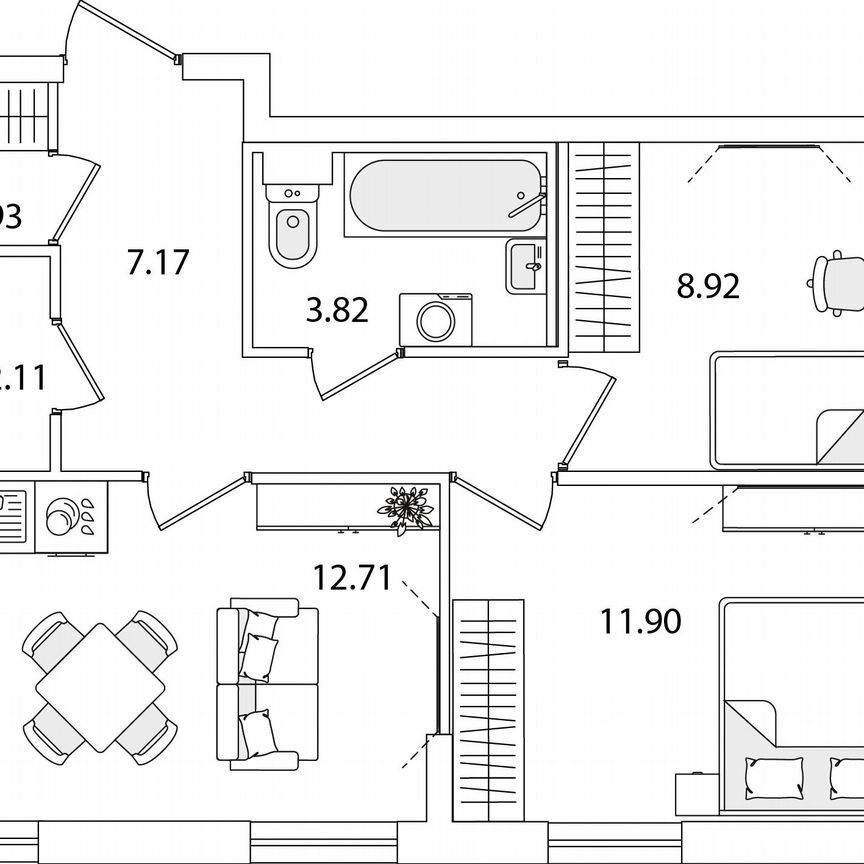 2-к. квартира, 48,6 м², 1/9 эт.