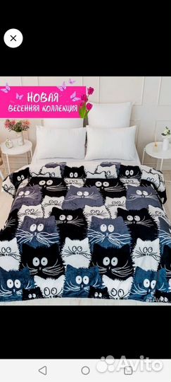 2 шт, пледы гуси, коты