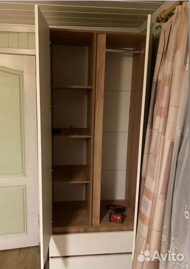 Шкаф 80см с полками и штангой, в стиле икея