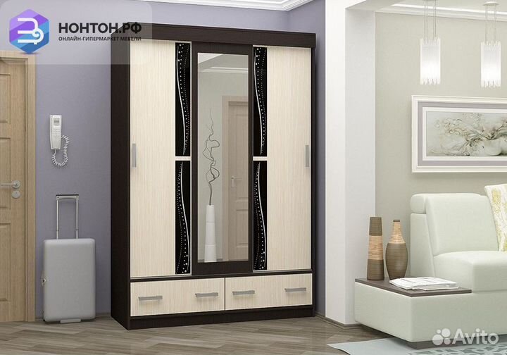 Шкаф-купе Лорд-1 дуб беленый / венге