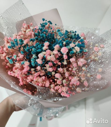 Букеты (гипсофила, мыльные розы, пионы, кашпо)