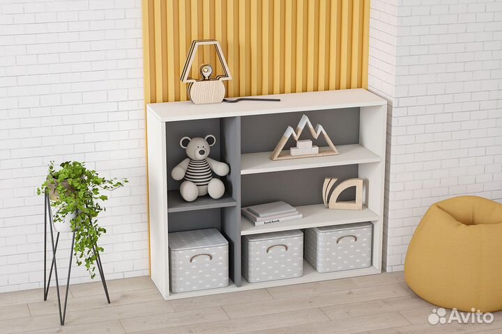 Тумба открытая (Стеллаж) Клео Т-2 графит-миндаль