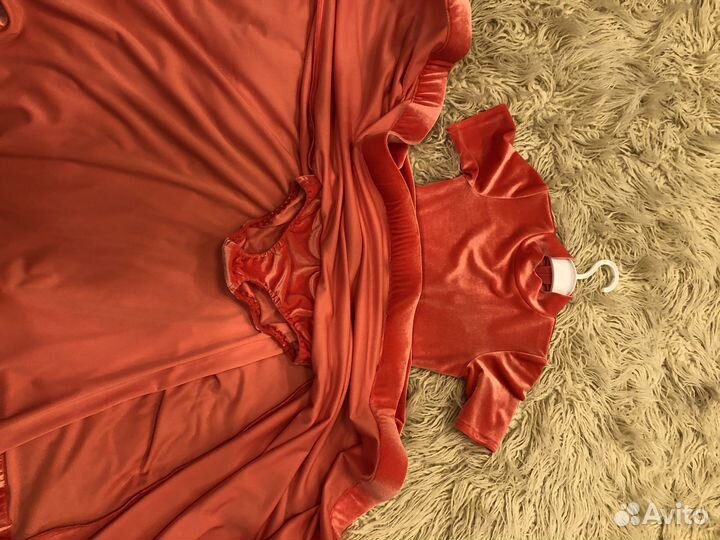 Рейтинговое платье 152 оранжевый велюр