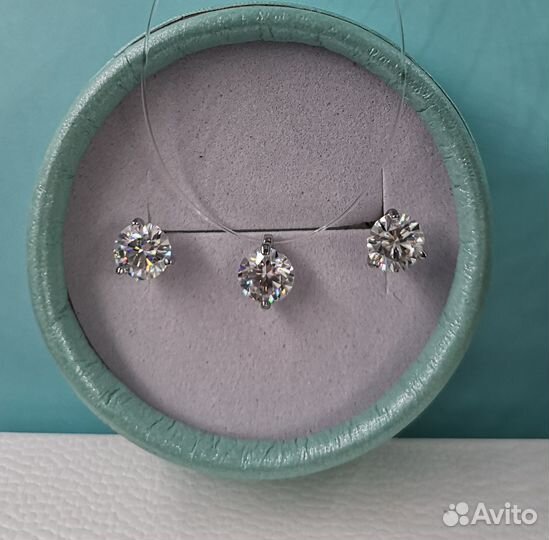 Пусеты бриллиант муассанит 2 ct