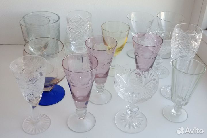 Рюмки Фужеры Верба Ваза Хрусталь Лафетник СССР