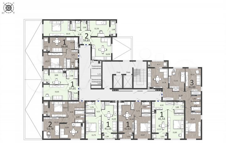 3-к. квартира, 80 м², 13/25 эт.