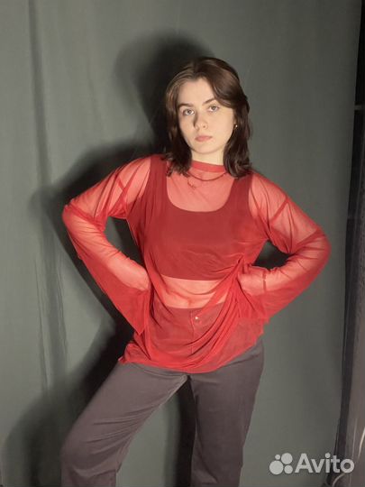 Лонгслив топ сетка