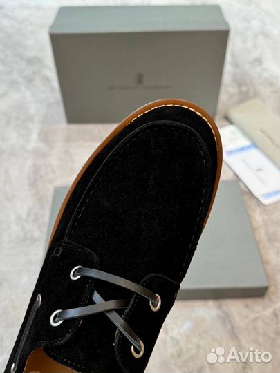 Лоферы топсайдеры Brunello Cucinelli чёрные замша