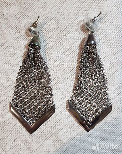 Серьги длинные металл