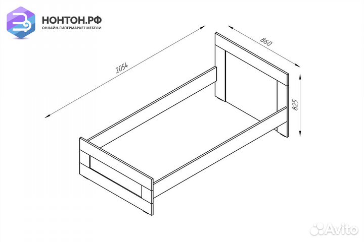 Кровать односпальная Сириус дуб сонома