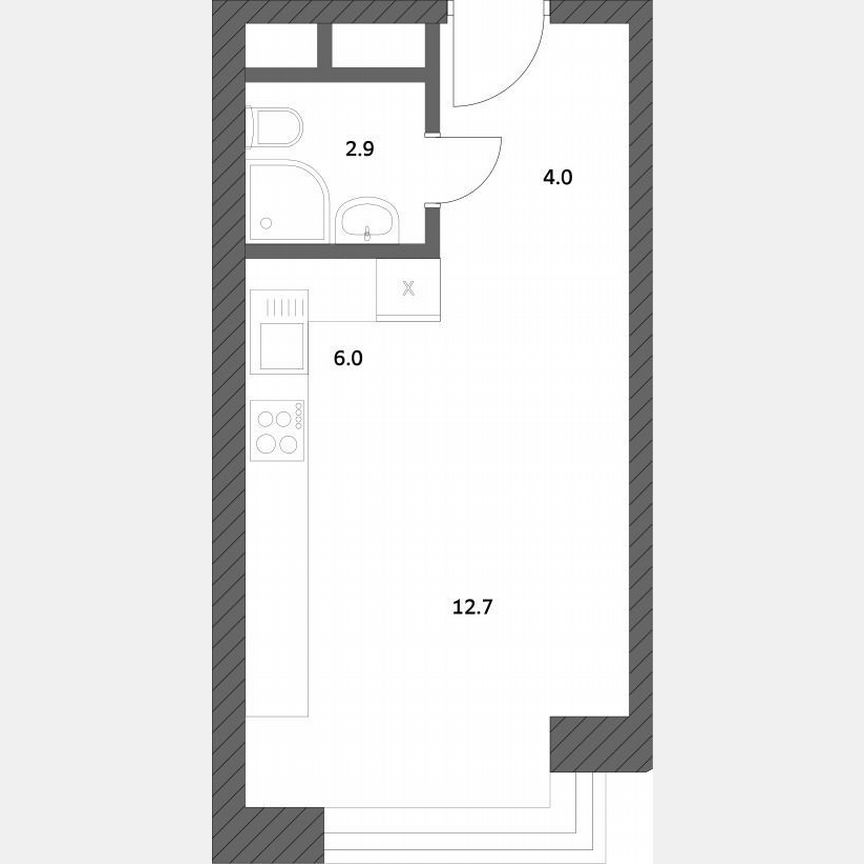 Квартира-студия, 25,6 м², 22/22 эт.