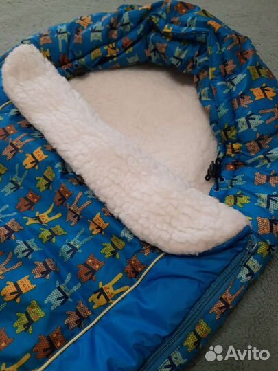 Зимний конверт в коляску на овчине