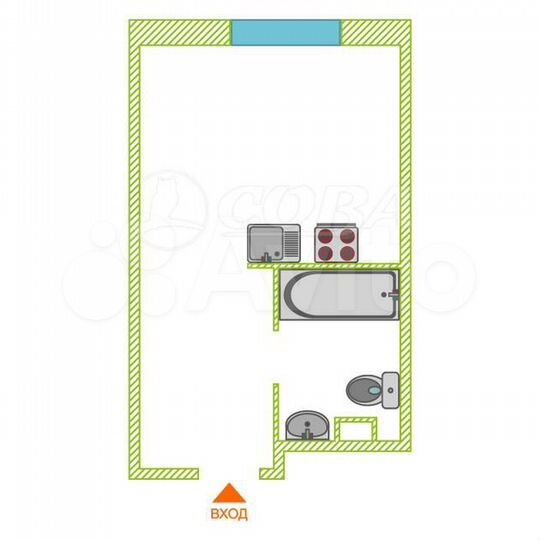 Квартира-студия, 27,6 м², 2/19 эт.