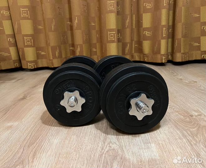 Прорезиненные разборные гантели 14,5 кг Sportcom