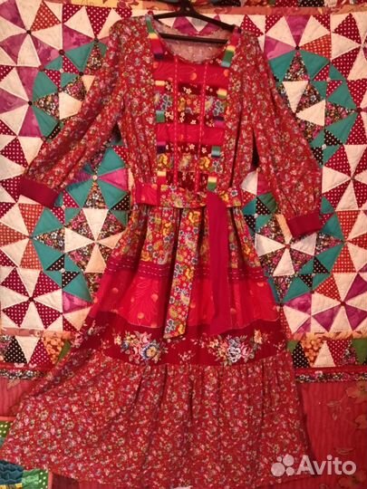 Платье в стиле пэчворк, 50 размер, в 1 экз