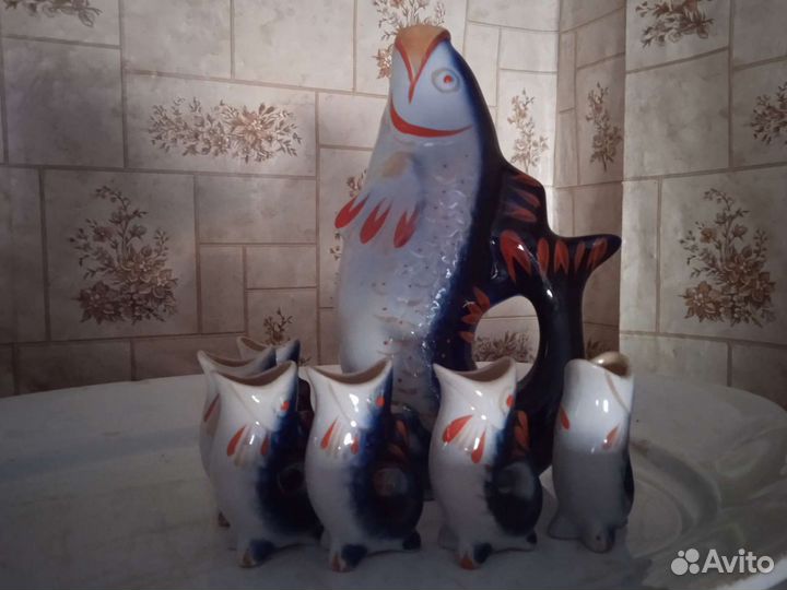 Графин рыба с рюмками СССР