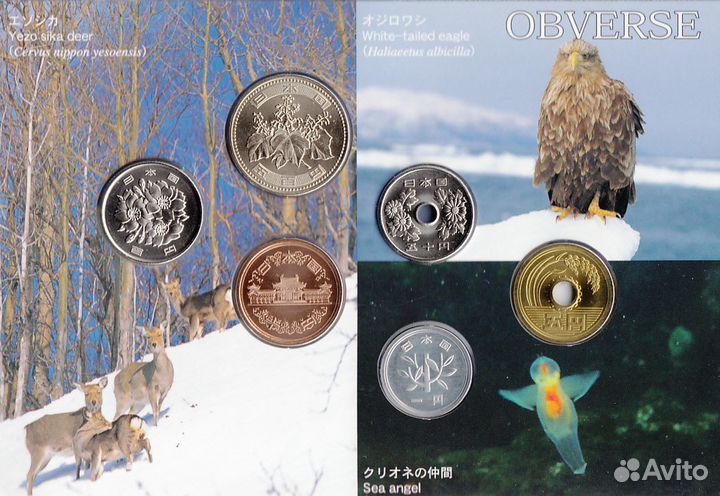 Набор монет с набором 3D открыток 2005 г. Япония